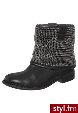 Zign Botki kowbojki i motocyklowe czarny - Botki Buty Moda