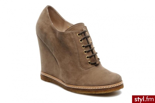 Luciano Barachini BUTY SZNUROWANE ARISTA BY (Beżowy) - Koturny Buty Moda