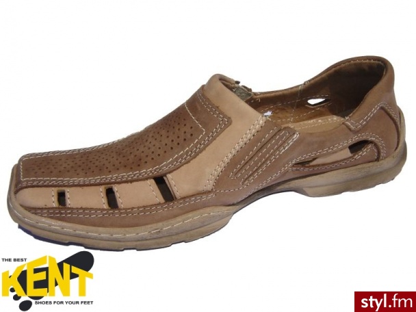 KENT 084 BRĄZ NUBUK - Skórzane buty z dziurkami Sandały - Sandały Buty Moda