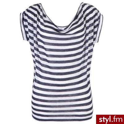 Farhi Ruched Sleeve Regatta Stripe T-Shirt, Off-White/Steel,... - Polyvore. Pobrano ze strony: http://www.polyvore.com/farhi_ruched_sleeve_regatta_stripe/thing?id=13634426 - Pozostałe Ciuchy Moda