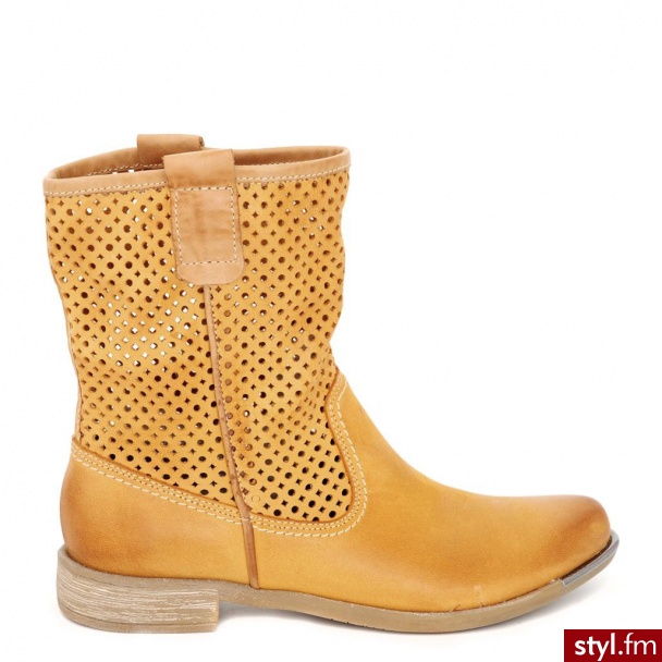Venezia BOTKI AŻUROWE V1544 PAGLIA - Botki Buty Moda