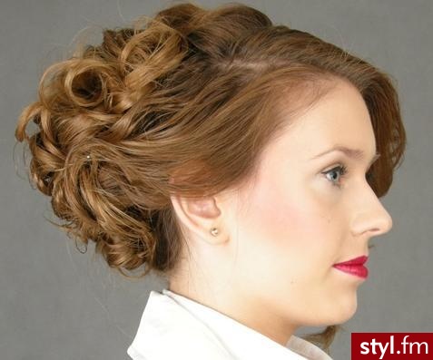 Blond Upięcie Kręcone z grzywką Wieczorowe Średnie Fryzury