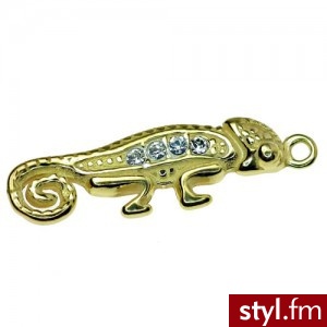 Charms kameleon z kamieniami Swarovski srebro 925 pozłacane - Wisiorki Biżuteria Moda
