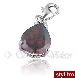 Violette Srebrna zawieszka bordowa cyrkonia H324 - Wisiorki Biżuteria Moda
