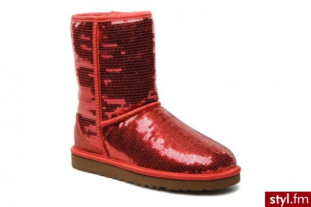 Ugg Australia PÓŁBUTY I BOTKI CLASSIC SHORT SPARKLES BY 40248Ruby Red - Botki Buty Moda