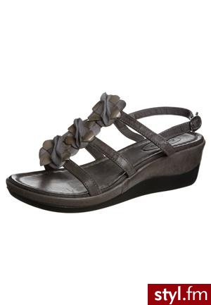 Melluso Sandały na koturnie szary - Koturny Buty Moda