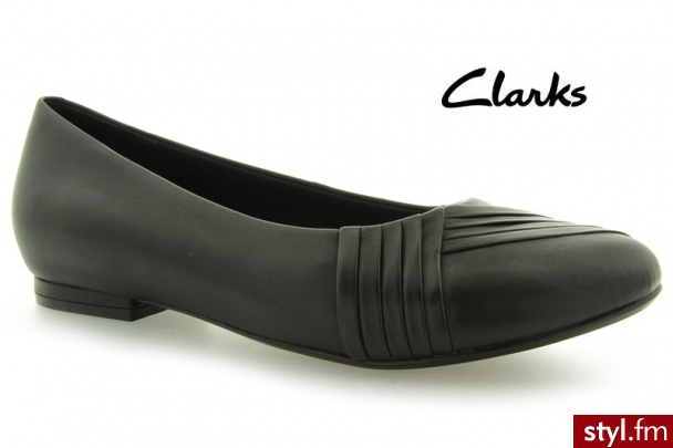 CLARKS Chime Ring Black Leather - Balerinki Buty Moda