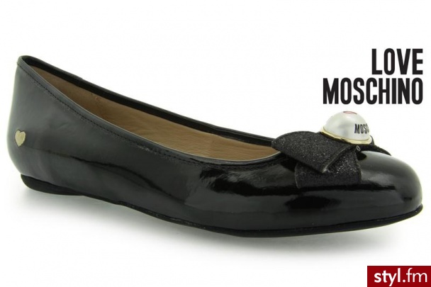 LOVE MOSCHINO SCARPA D.NANA05 VERN.PU+GLITT NERO - Balerinki Buty Moda