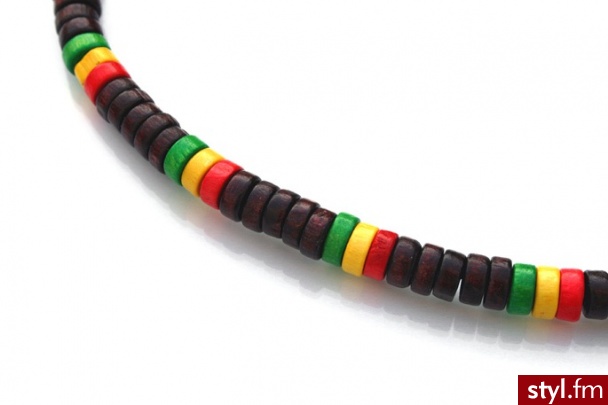 Jubileo.pl DREWNIANE KORALIKI BROWN RASTA reggae rasta kolor czerwony em244 - Naszyjniki Biżuteria Moda