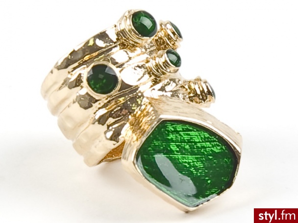 Iloko PIERŚCIONEK DUŻY EMERALD - Pierścionki Biżuteria Moda