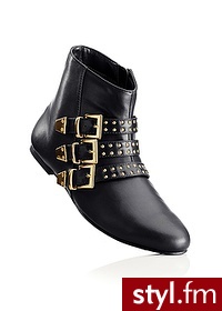 Bonprix Botki czarno-złoty 912078_22124 - Botki Buty Moda