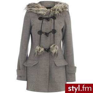 Grey fur trim duffle coat - Dorothy Perkins - Polyvore. Pobrano ze strony: http://www.polyvore.com/cgi/thing?id=24554198 - Pozostałe Ciuchy Moda