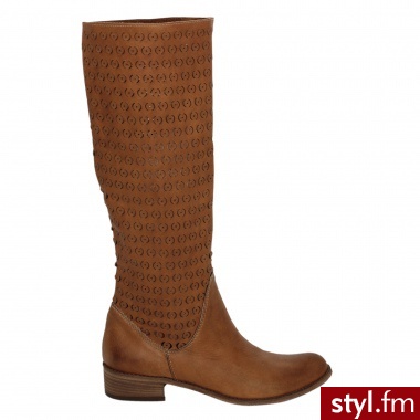 Venezia KOZAKI AŻUROWE 2011 NEV COGN - Kozaki Buty Moda