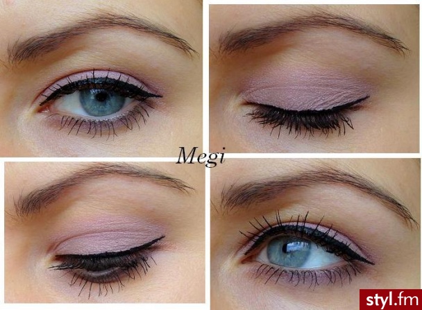 delikatny :) cienie:różowy pastel i szary,czarny liner,tusz do rzęs. - Makijaże