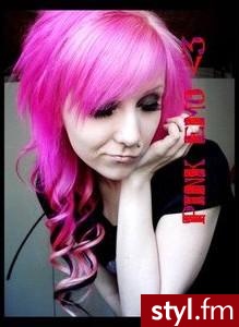 Pink Hair - EMO Alternatywne Średnie Fryzury