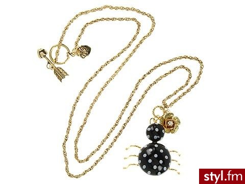 Łańcuszek w kolorze złota z przewieszką być może pajączkiem lub mrówką w białe kropeczki - 46$ ;) - Pozostałe Dodatki Moda