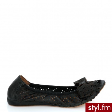Venezia BALERINY AŻUROWE 1035 NAB NERO - Balerinki Buty Moda