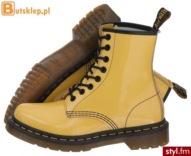 Dr. Martens BUTY 1460 W SUN YELLOW PATENT LAMPER (11821750) TRAPERY ŻÓŁTY - Glany Buty Moda
