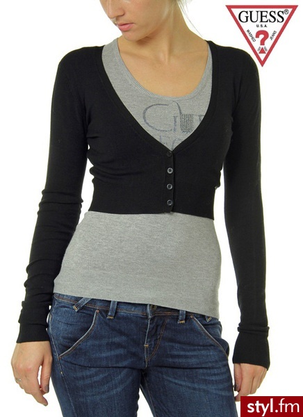 Guess SWETER BOLERKO JEANS CLARETA CARDI - Swetry Ciuchy Moda