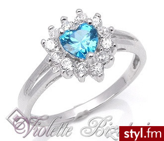 Violette Srebrny pierścionek serce z cyrkoni 720 - AQUA R720 - Pierścionki Biżuteria Moda