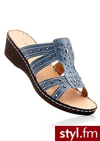 Bonprix Klapki skórzane niebieski 976307_24027 - Klapki Buty Moda