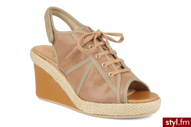 No Name Buty sznurowane Malaga tennis city (Beżowy) - Koturny Buty Moda
