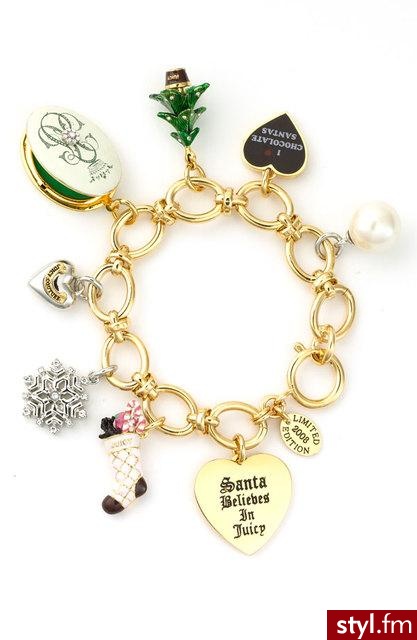 Bransoletka z charmsami ze świątecznej kolekcji od Juicy Couture. Cena: $152 - Pozostałe Dodatki Moda