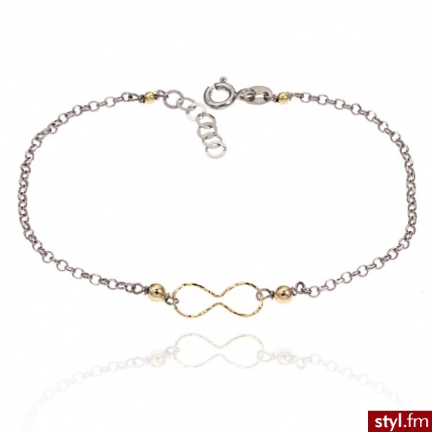 Dandelio Srebrna Bransoletka Pozłacana Nibynieskończoność STU-BRA-0013 - Bransoletki Biżuteria Moda
