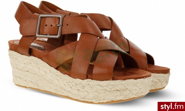 CLARKS Sandały onslow daisy na koturnie brązowe 446032 - Koturny Buty Moda