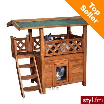 Domek Loża dla kota - czerwony / biały, dł. x szer. x wys.: 77 x 50 x 73 cm - Bransoletki Biżuteria Moda