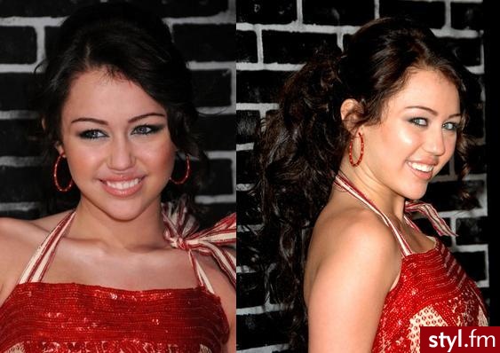 Miley Cyrus - Czarne Upięcie Kręcone z grzywką Na co dzień Długie Fryzury