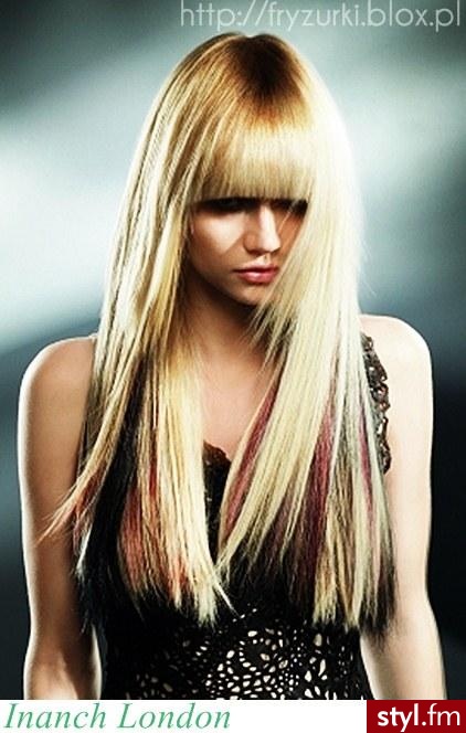 Blond Rozpuszczone Proste z grzywką Na co dzień Długie Fryzury