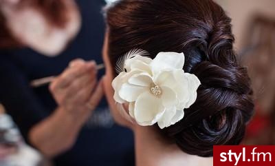 Brązowe Kok Proste Ślubne Długie Fryzury