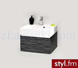 Antado Szafka pod Umywalkę (1-Szuflada) 60 cm, Bt-Cichy domyk, Czarny W Srebrne Paski Fsm-342/6Bt-48/44 - Paski Dodatki Moda