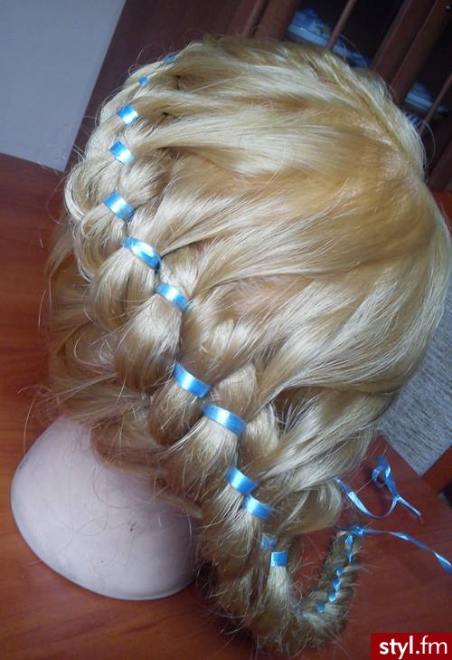 Blond Warkocze Proste Wieczorowe Długie Fryzury