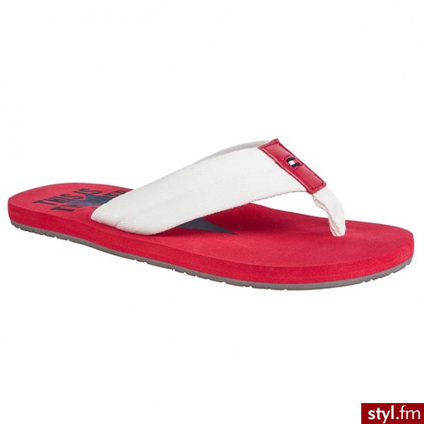 TOMMY HILFIGER Japonki Bay 3 FM56815227 100 Biały / Czerwony (White / Tango Red) 100 - Klapki Buty Moda