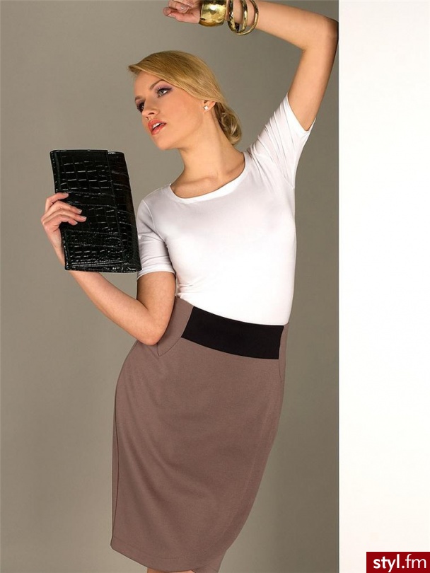 DanHen spódnica Madaly SP-137-11 Odcienie beżu i brązu Spódnice eleganckie - Pozostałe Spódnice Moda