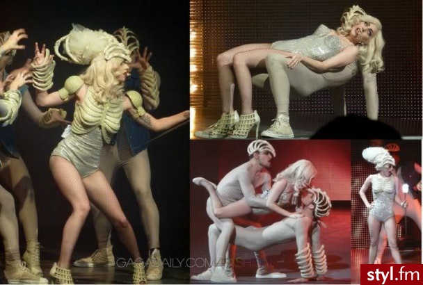 Lady Gaga i jej gorset  szkielet zaprojektowane przez Gary'ego Card przez Charity Buzz - Pozostałe Ciuchy Moda