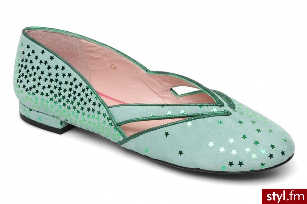 Annabel Winship Balerinki Lucien (zielony) - Balerinki Buty Moda