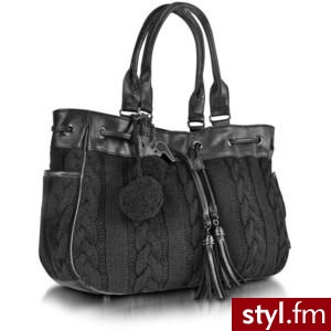 Jumper Large - Black Drawstring Knit Satchel Bag - Polyvore. Pobrano ze strony: http://www.polyvore.com/jumper_large_black_drawstring_knit/thing?id=24321775#1292789495505 - Pozostałe Torebki Moda