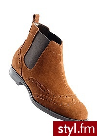 Bonprix Botki skórzane wielbłądzia wełna 915794_25182 - Botki Buty Moda