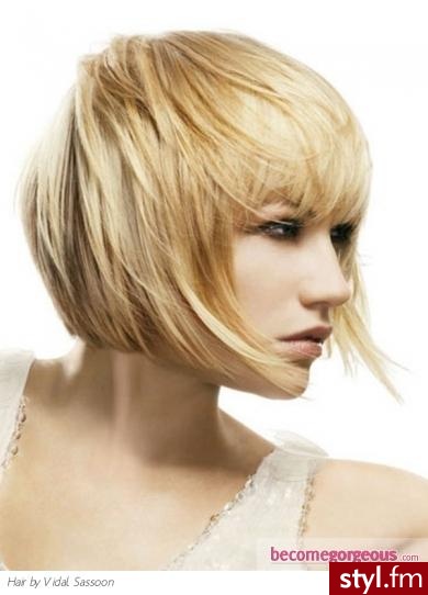  - Blond Rozpuszczone Proste z grzywką Na co dzień Krótkie Fryzury