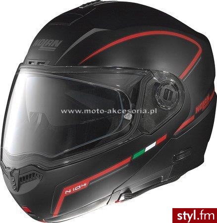 Kask szczękowy NOLAN N104 STORM N-COM, czarno-czerwony mat - Pozostałe Buty Moda