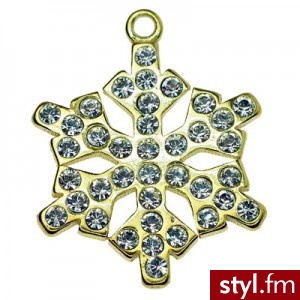 Charms płatek śniegu z kamieniami Swarovski srebro pozłacane - Wisiorki Biżuteria Moda