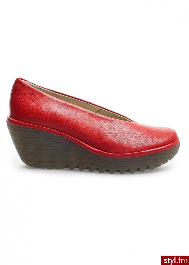 FLY LONDON Półbuty yaz na koturnie czerwony - Koturny Buty Moda