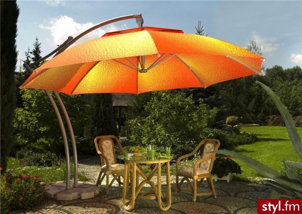 Litex Parasol Ibiza Okrągły o Średnicy 4,2m Orangina Komplet z Podstawą - Parasole Dodatki Moda