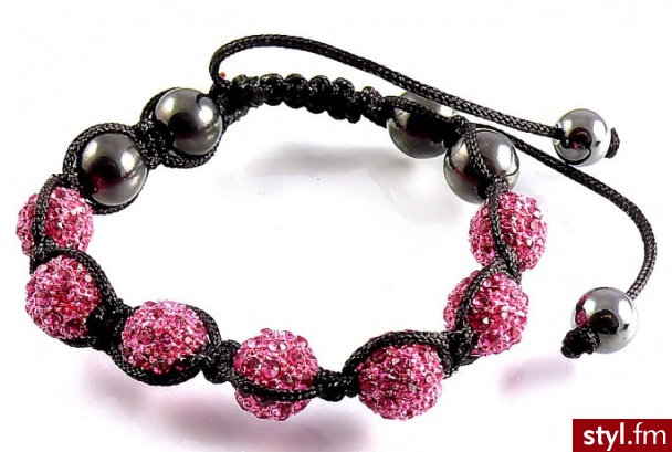 Bransoletka modowa z kulami Shambala Fioletowa - Bransoletki Biżuteria Moda