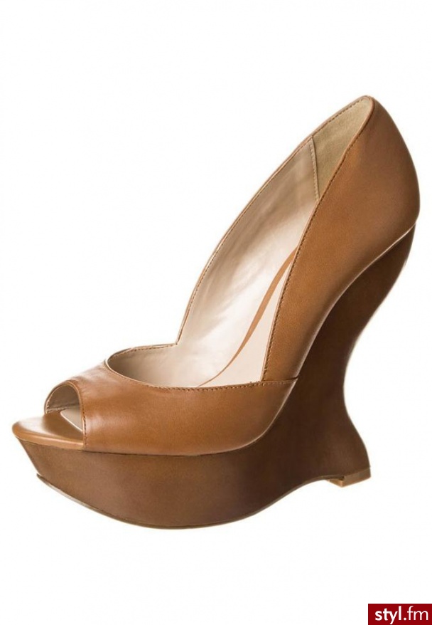 Truth or Dare by Madonna GUYA Szpilki Peep Toe brązowy - Szpilki Buty Moda