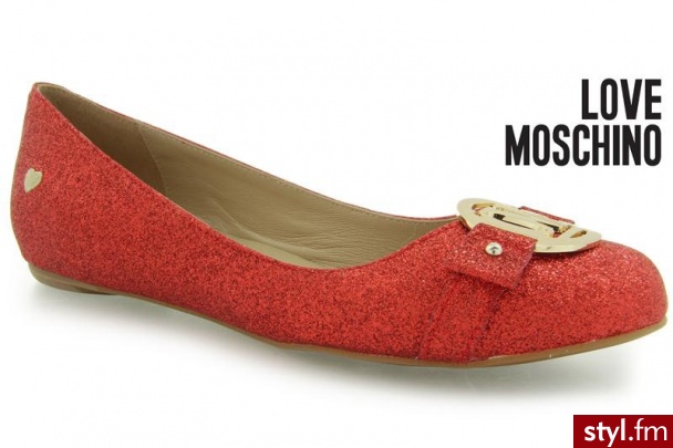 LOVE MOSCHINO SCARPA D.NANA05 GLITTER ROSSO - Balerinki Buty Moda