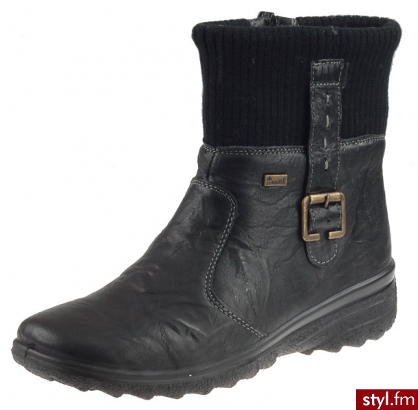 Rieker Botki z7054 Czarne - Botki Buty Moda